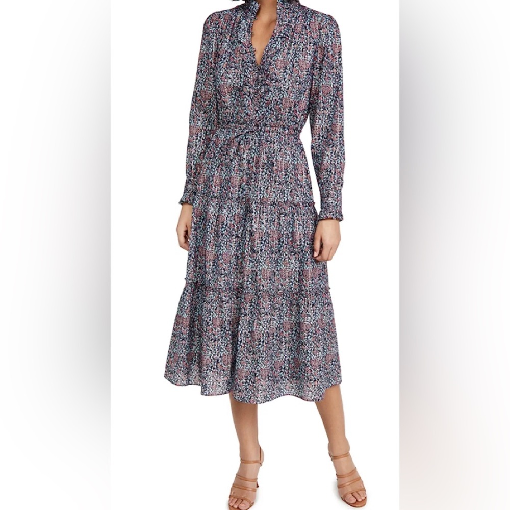 La Vie Rebecca Taylor Long Sleeve Long Lilou Ruffle Dress